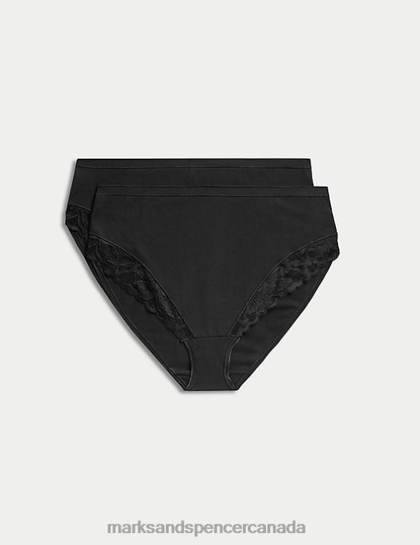 Marks and Spencer near me - Unisex Black Clothing Marks & Spencer 2pk Firm Control High Leg Knickers 20VTD4429