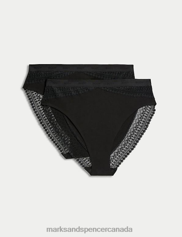 Marks and Spencer sale - Unisex Black Clothing Marks & Spencer 2pk Light Control Cotton Rich High Leg Knickers 20VTD4249