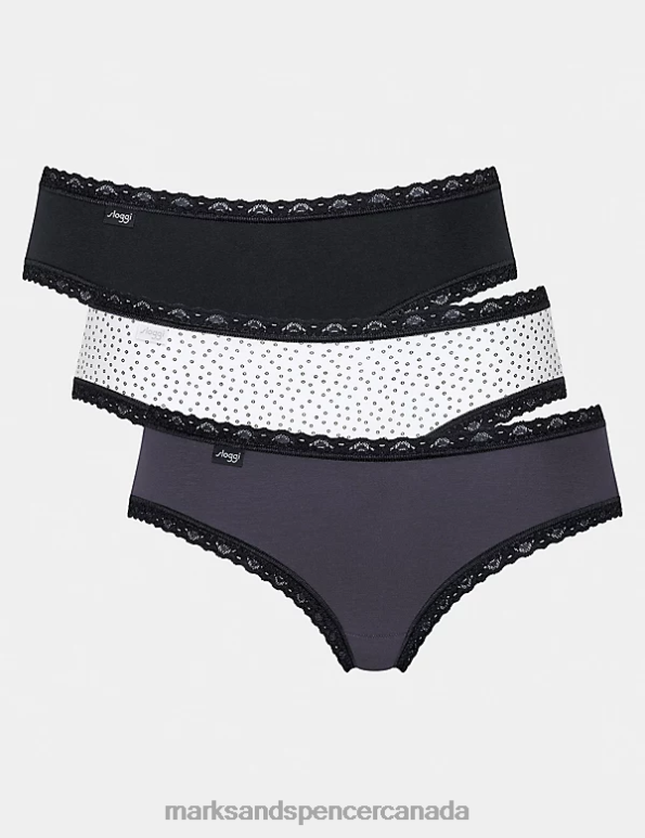 Marks and Spencer near me - Unisex Black Clothing Marks & Spencer 3pk 24/7 Weekend Low Rise Knickers 20VTD4274