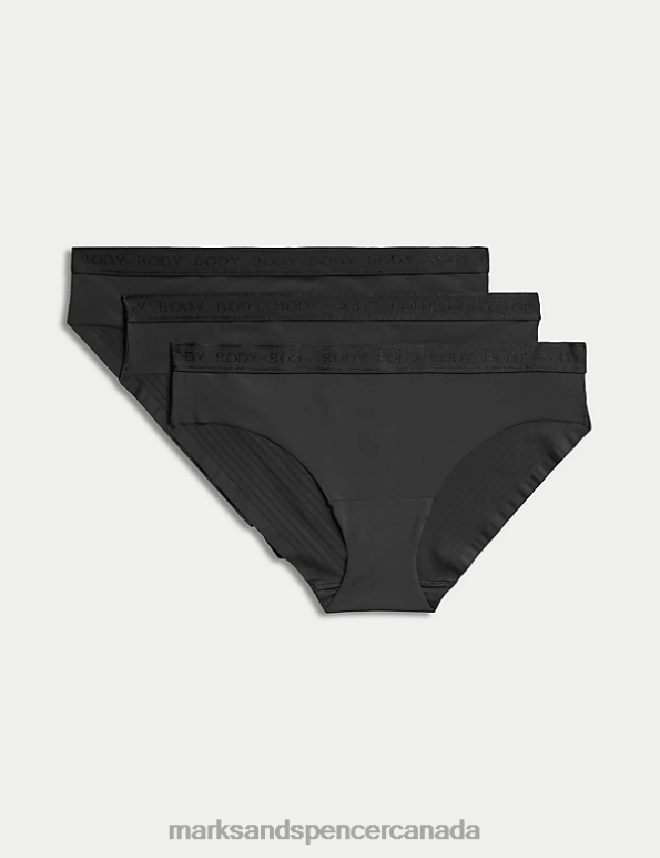 Marks and Spencer Canada - Unisex Black Clothing Marks & Spencer 3pk Body Define Brazilian Knickers 20VTD4246