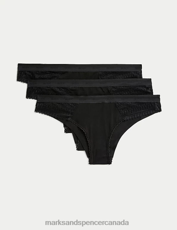 Marks and Spencer sale - Unisex Black Clothing Marks & Spencer 3pk Cotton Brazilian Knickers 20VTD4279