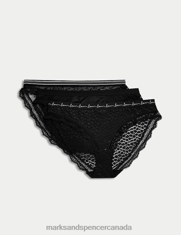 Marks and Spencer near me - Unisex Black Clothing Marks & Spencer 3pk Lace & Mesh Bikini Knickers 20VTD3905