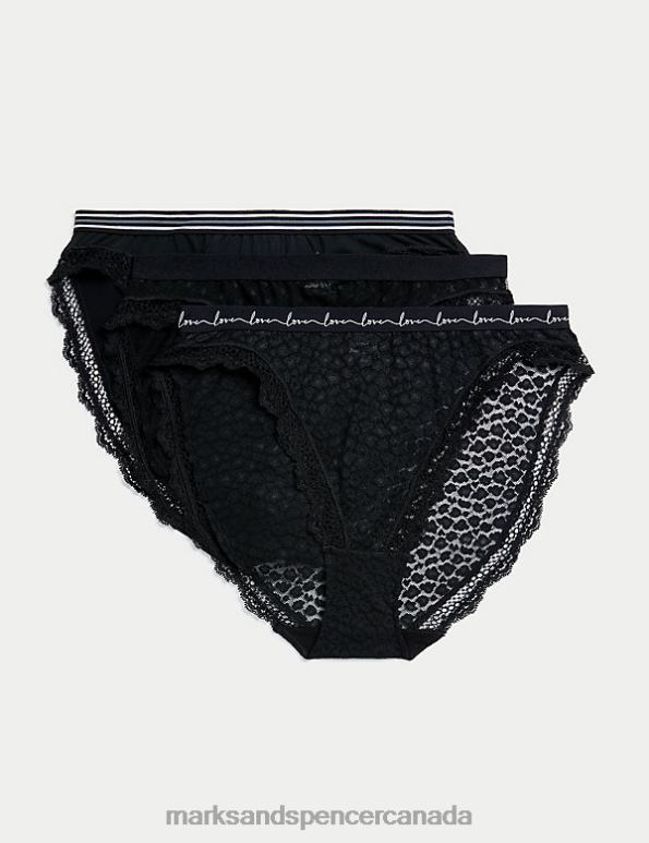 Marks and Spencer Canada - Unisex Black Clothing Marks & Spencer 3pk Mesh & Lace High Leg Knickers 20VTD4273