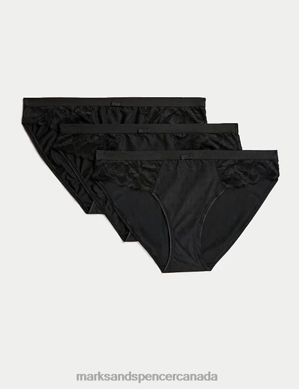 Unisex Black Clothing Marks & Spencer 3pk Wild Blooms Bikini Knickers 20VTD4954 - Marks and Spencer Canada locations