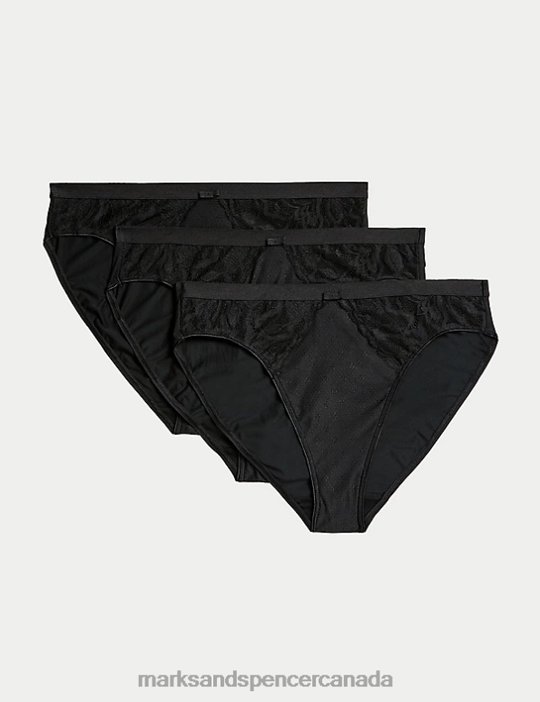 Unisex Black Clothing Marks & Spencer 3pk Wildblooms High Leg Knickers 20VTD3723 - Marks and Spencer outlet