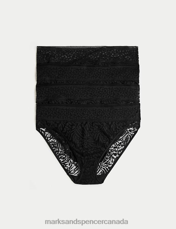 Unisex Black Clothing Marks & Spencer 4pk All Over Lace High Leg Knickers 20VTD3813 - Marks and Spencer Canada locations