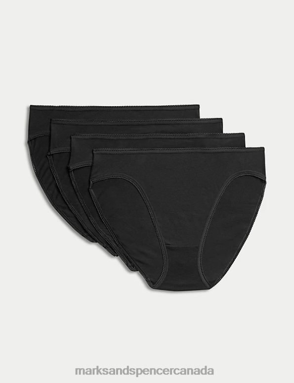 Marks and Spencer near me - Unisex Black Clothing Marks & Spencer 4pk Pure Cotton High Leg Knickers 20VTD4711