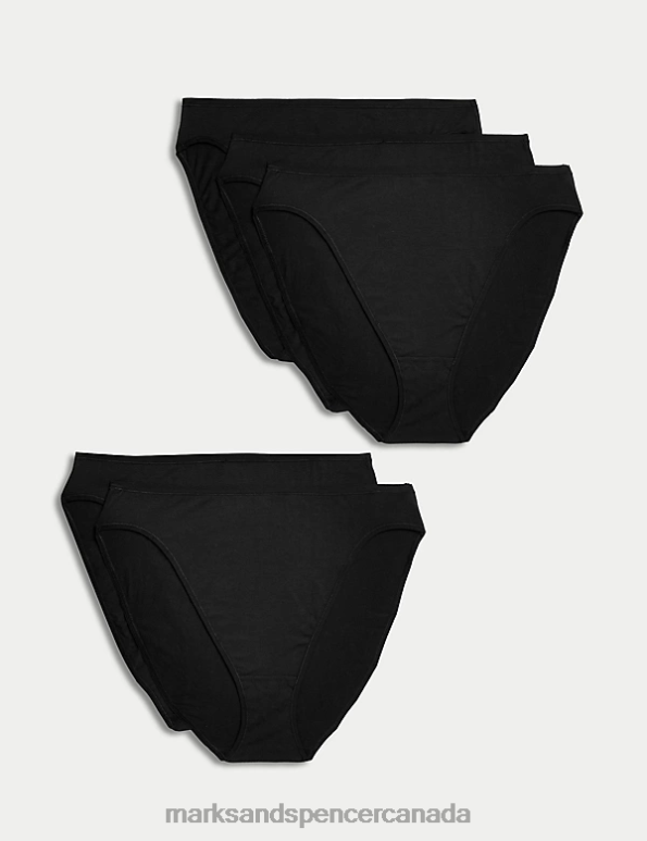 Marks and Spencer sale - Unisex Black Clothing Marks & Spencer 5pk Cotton Modal High Waisted High Leg Knickers 20VTD3710