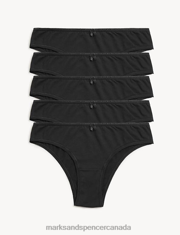 Marks and Spencer near me - Unisex Black Clothing Marks & Spencer 5pk Cotton Rich Brazilian Knickers 20VTD3804