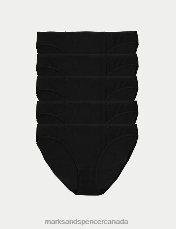 Unisex Black Clothing Marks & Spencer 5pk No VPL Cotton Modal Bikini Knickers 20VTD3913 - Marks and Spencer Canada locations