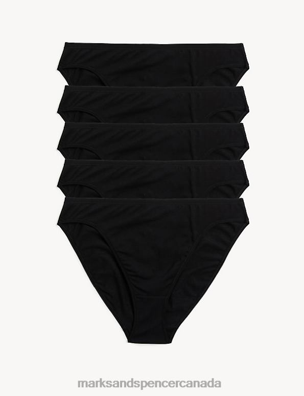 Marks and Spencer near me - Unisex Black Clothing Marks & Spencer 5pk No VPL Cotton Modal High Leg Knickers 20VTD3855