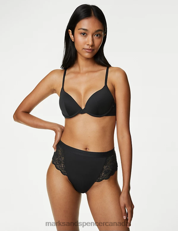 Unisex Black Clothing Marks & Spencer Cleo High Waisted Brazilian Knickers 20VTD4503 - Marks and Spencer Canada locations