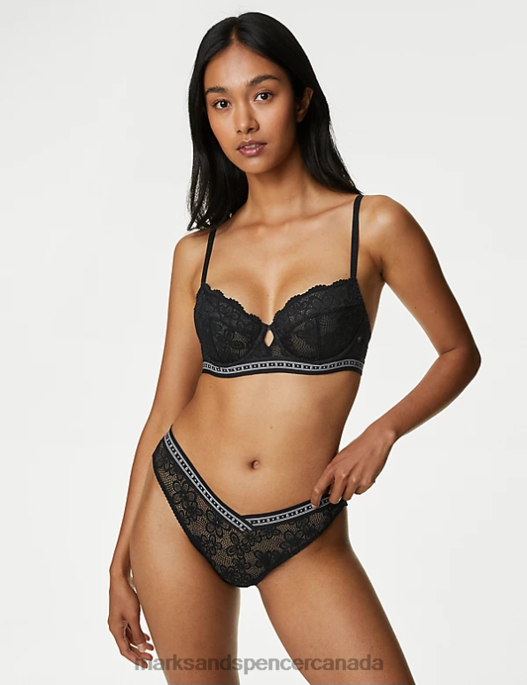 Marks and Spencer sale - Unisex Black Clothing Marks & Spencer Cleo Lace Miami Knickers 20VTD4473