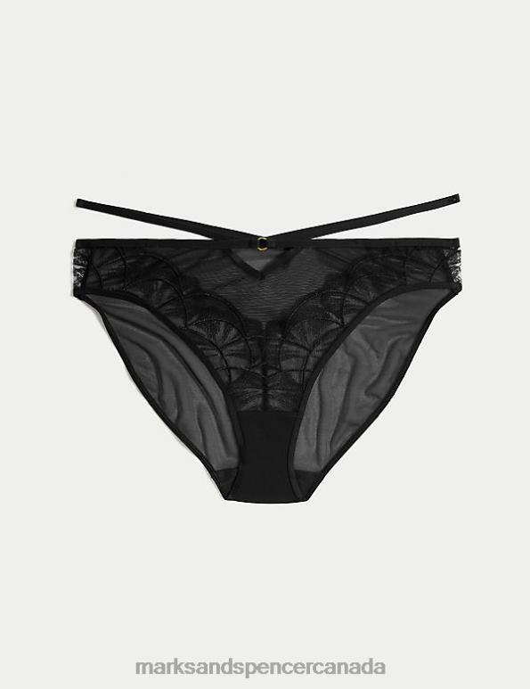 Unisex Black Clothing Marks & Spencer Maya Embroidery High Leg Knickers 20VTD4375 - Marks and Spencer Canada locations