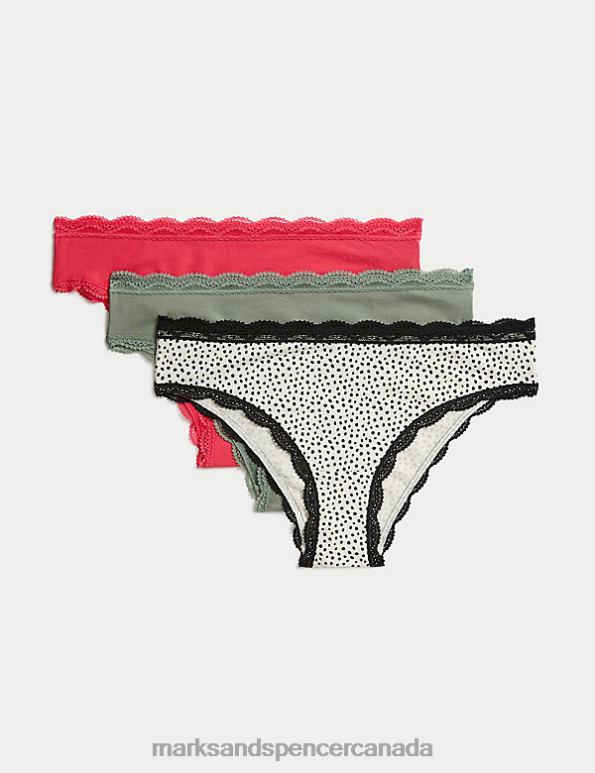 Unisex Black Mix Clothing Marks & Spencer 3pk Cotton Rich Brazilian Knickers 20VTD4396 - Marks and Spencer outlet