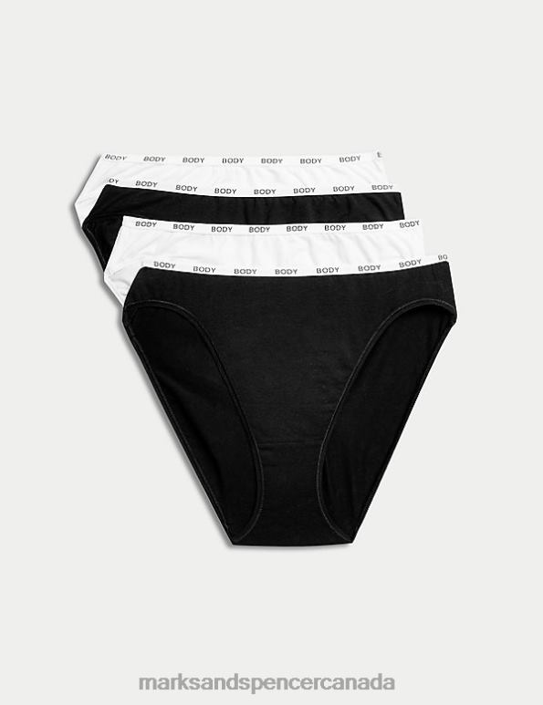 Marks and Spencer Canada - Unisex Black Mix Clothing Marks & Spencer 4pk Cotton with Cool Comfort Knickers 20VTD4137