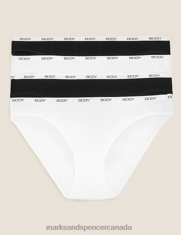 Marks and Spencer near me - Unisex Black Mix Clothing Marks & Spencer 4pk Supima Cotton Rich Bikini Knickers 20VTD4634