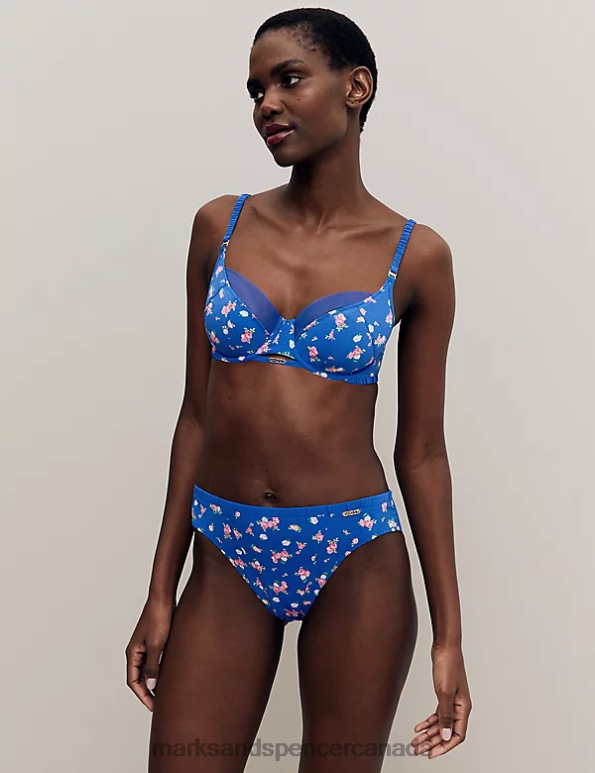 Unisex Blue Mix Clothing Marks & Spencer Floral Print High Leg Knickers 20VTD3975 - Marks and Spencer Canada locations