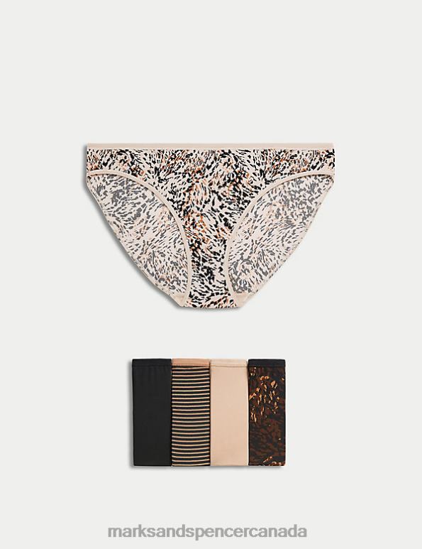 Marks and Spencer Canada - Unisex Brown Mix Clothing Marks & Spencer 5pk No VPL Animal Print Bikini Knickers 20VTD4185