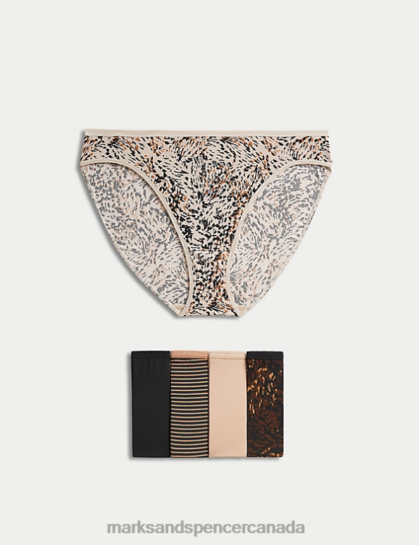 Unisex Brown Mix Clothing Marks & Spencer 5pk No VPL Animal Print High Leg Knickers 20VTD3765 - Marks and Spencer Canada locations