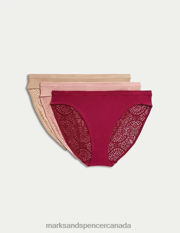 Unisex Dark Raspberry Clothing Marks & Spencer 3pk Body Soft High Leg Knickers 20VTD4373 - Marks and Spencer online