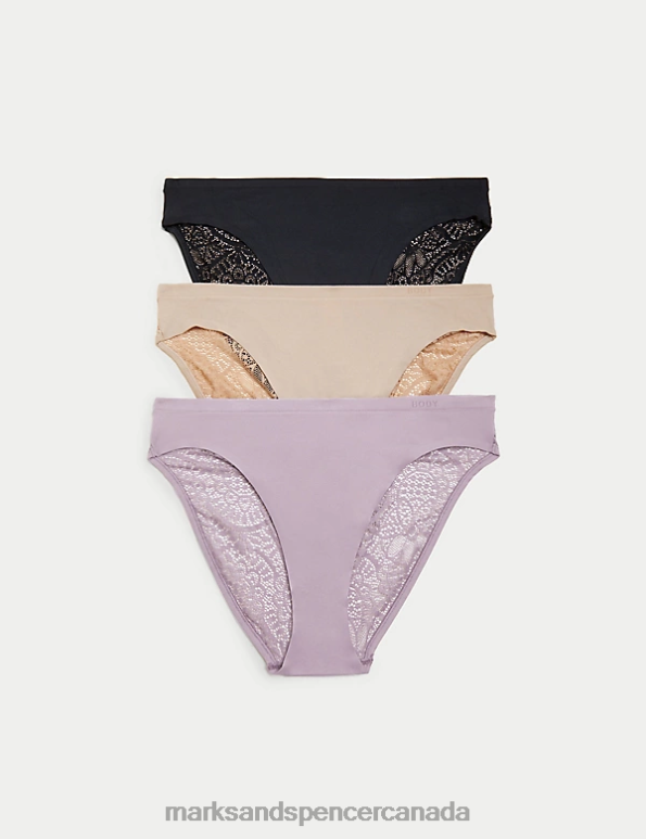 Marks and Spencer sale - Unisex Dusted Lilac Clothing Marks & Spencer 3pk Body Soft High Leg Knickers 20VTD4372