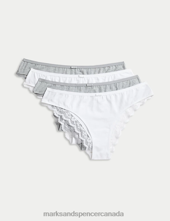 Marks and Spencer sale - Unisex Grey Mix Clothing Marks & Spencer 4pk Cotton Rich Brazilian Knickers 20VTD3761