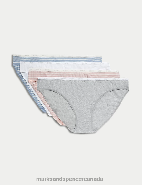 Marks and Spencer Canada - Unisex Light Blue Mix Clothing Marks & Spencer 4pk Supima Cotton Rich Bikini Knickers 20VTD4164