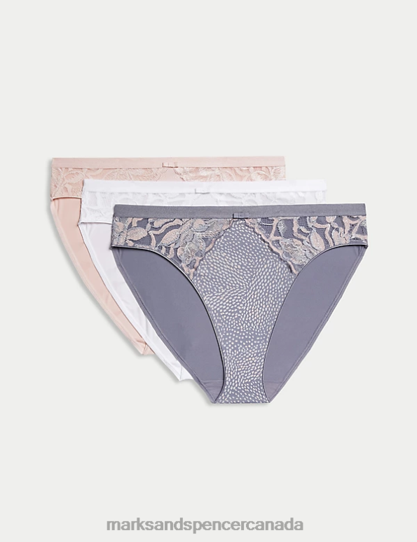 Unisex Mid Grey Clothing Marks & Spencer 3pk Wildblooms High Leg Knickers 20VTD4018 - Marks and Spencer online