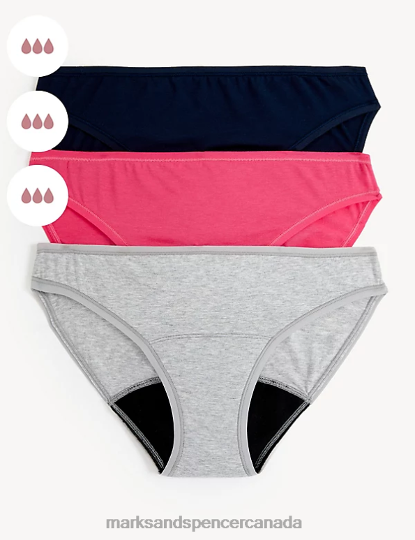 Marks and Spencer Canada - Unisex Pink Mix Clothing Marks & Spencer 3pk Heavy Absorbency Period Bikini Knickers 20VTD4003