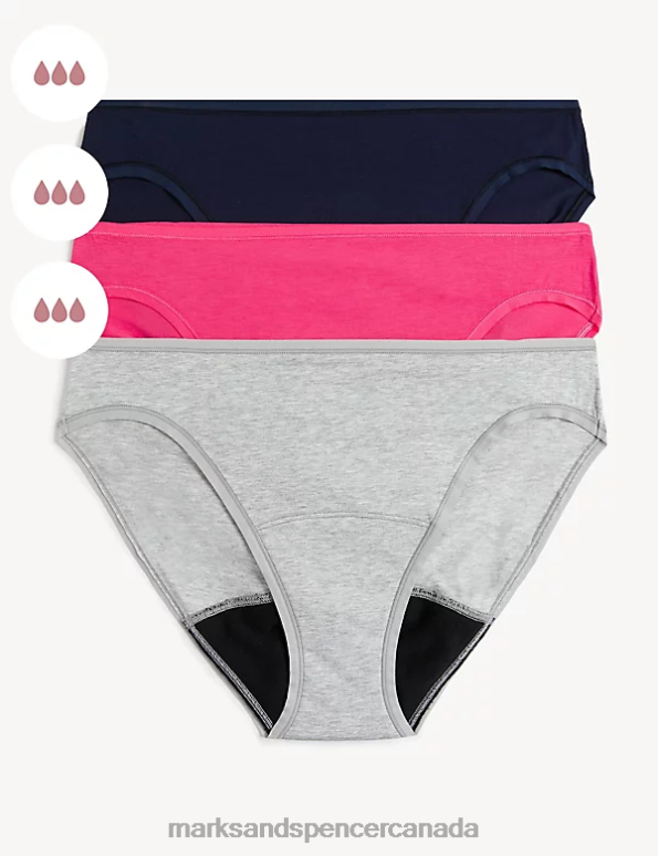 Marks and Spencer Canada - Unisex Pink Mix Clothing Marks & Spencer 3pk Heavy Absorbency Period High Leg Knickers 20VTD4039