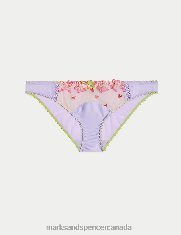 Unisex Pink Mix Clothing Marks & Spencer Aurelia Embroidery Bikini Knickers 20VTD3887 - Marks and Spencer online