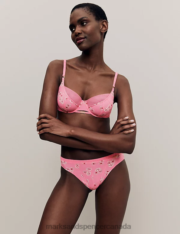 Unisex Pink Mix Clothing Marks & Spencer Floral Print High Leg Knickers 20VTD4348 - Marks and Spencer outlet