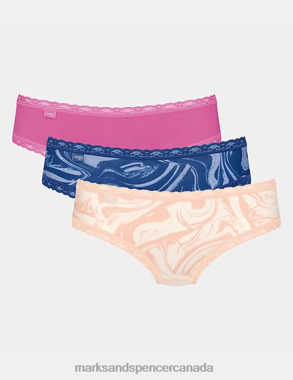 Marks and Spencer near me - Unisex Purple Mix Clothing Marks & Spencer 3pk 24/7 Weekend Low Rise Knickers 20VTD4662