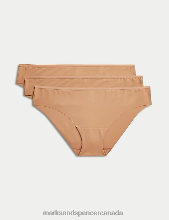 Marks and Spencer Canada - Unisex Rich Amber Clothing Marks & Spencer 3pk No VPL Flexifit Brazilian Knickers 20VTD3951