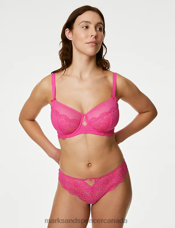 Unisex Rose Pink Clothing Marks & Spencer Nova Lace Brazilian Knickers 20VTD4577 - Marks and Spencer online