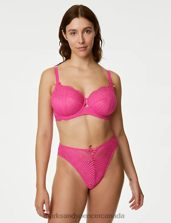 Marks and Spencer sale - Unisex Rose Pink Clothing Marks & Spencer Nova Lace High Waisted High Leg Knickers 20VTD4645