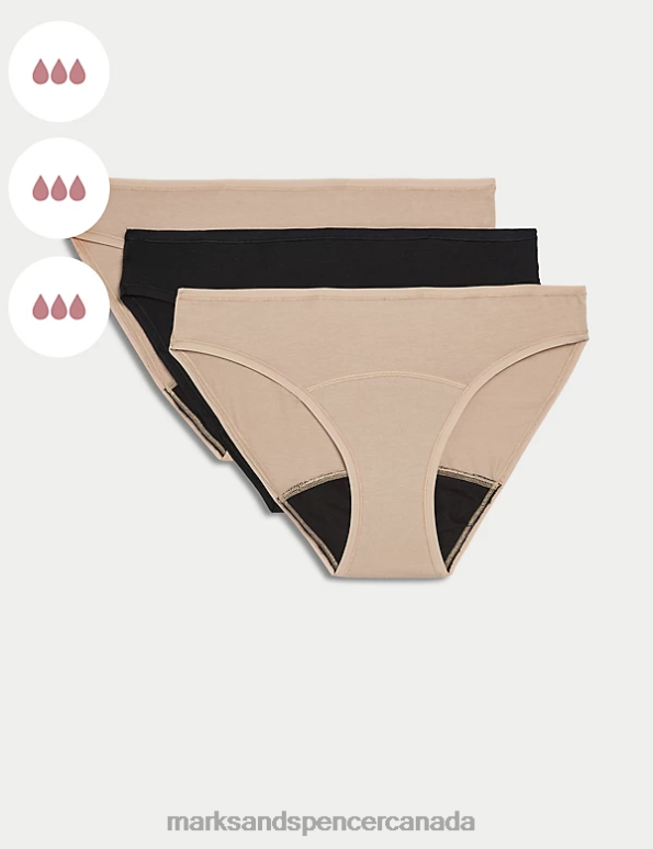 Unisex Rose Quartz Clothing Marks & Spencer 3pk Heavy Absorbency Period Bikini Knickers 20VTD4432 - Marks and Spencer Canada locations