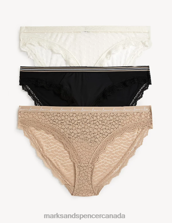 Unisex Rose Quartz Clothing Marks & Spencer 3pk Lace & Mesh Bikini Knickers 20VTD4345 - Marks and Spencer online