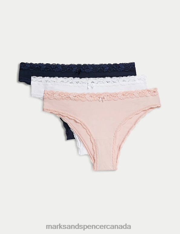 Unisex Soft Pink Clothing Marks & Spencer 3pk Cotton Rich Brazilian Knickers 20VTD4065 - Marks and Spencer online