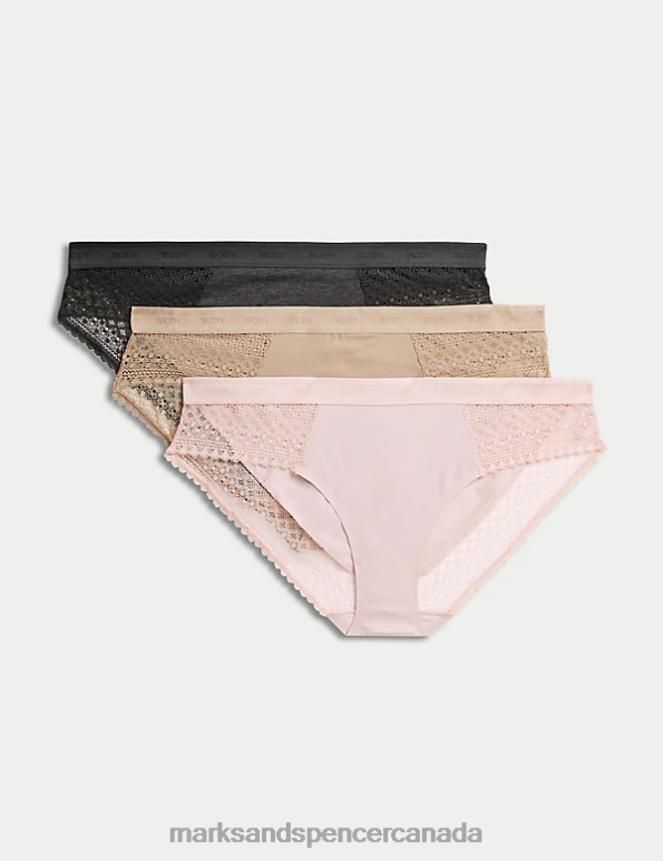 Unisex Soft Pink Clothing Marks & Spencer 3pk Cotton with Cool Comfort Bikini Knickers 20VTD4330 - Marks and Spencer outlet