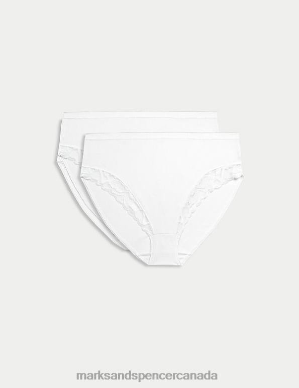 Unisex White Clothing Marks & Spencer 2pk Firm Control High Leg Knickers 20VTD4000 - Marks and Spencer outlet