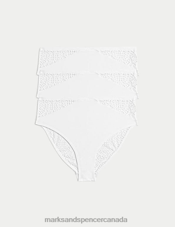 Unisex White Clothing Marks & Spencer 3pk Body Soft High Waisted Brazilian Knickers 20VTD4787 - Marks and Spencer outlet