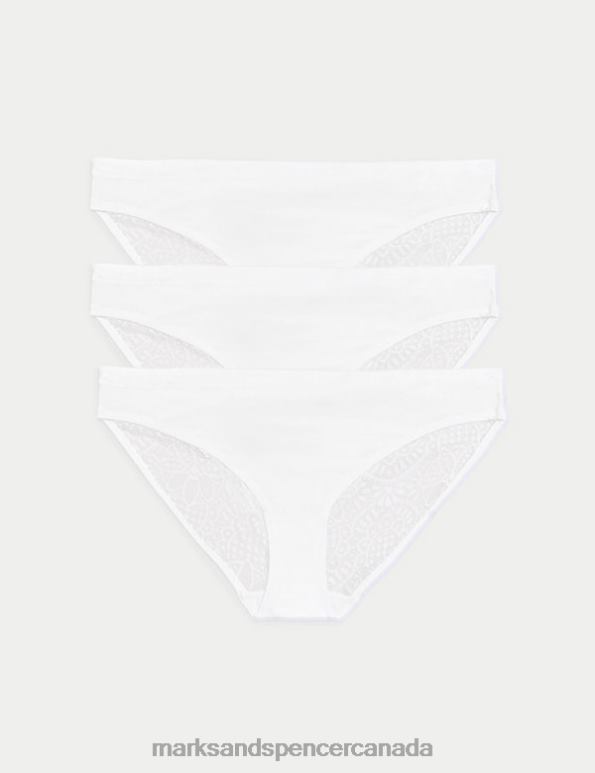 Marks and Spencer sale - Unisex White Clothing Marks & Spencer 3pk Body Soft Lace Bikini Knickers 20VTD3808