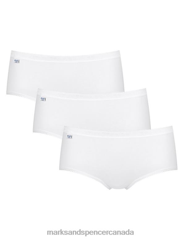 Marks and Spencer Canada - Unisex White Clothing Marks & Spencer 3pk Cotton Rich High Waisted Midi Knickers 20VTD4594