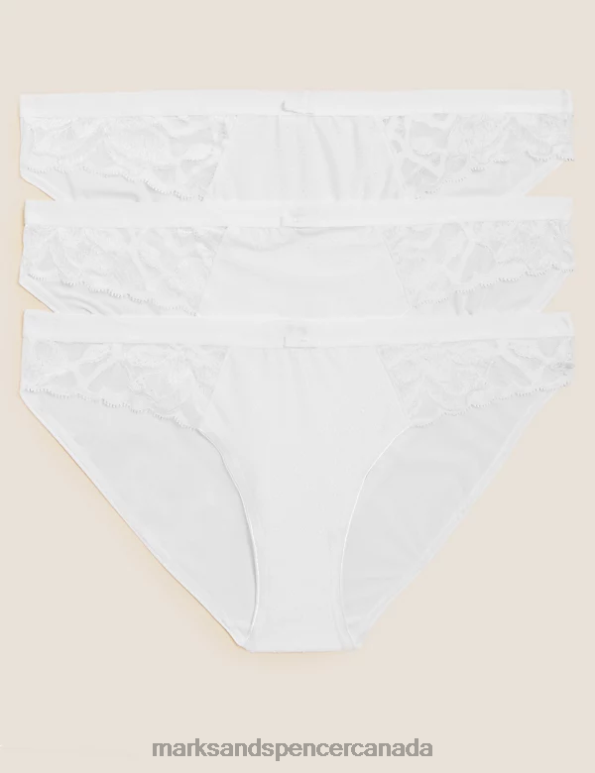 Marks and Spencer Canada - Unisex White Clothing Marks & Spencer 3pk Wild Blooms Bikini Knickers 20VTD4633