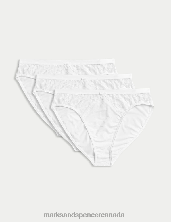 Unisex White Clothing Marks & Spencer 3pk Wildblooms High Leg Knickers 20VTD4014 - Marks and Spencer outlet