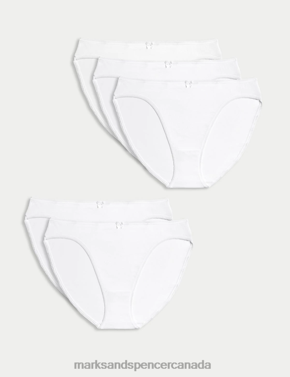 Unisex White Clothing Marks & Spencer 5pk Cotton Rich Lycra High Leg Knickers 20VTD3981 - Marks and Spencer online