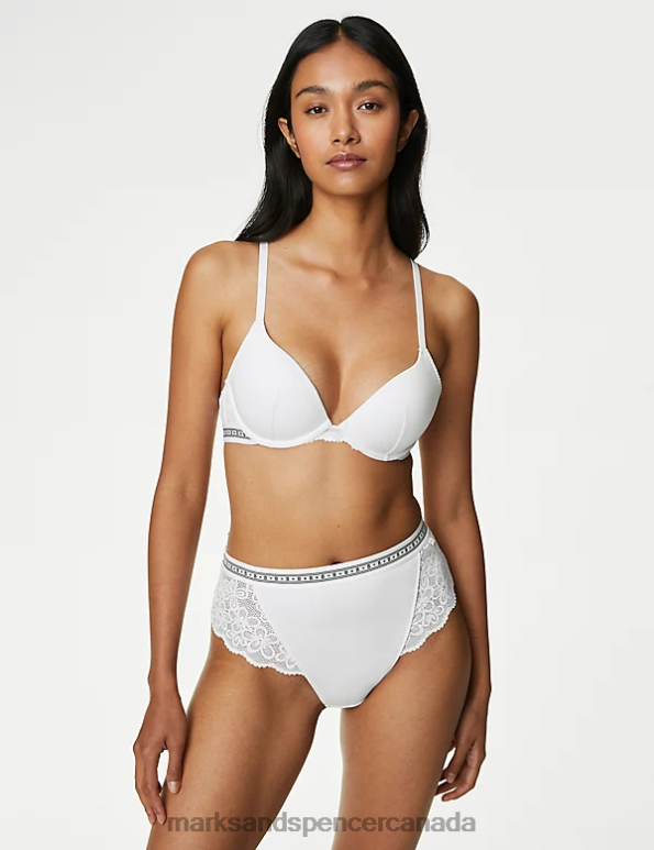 Unisex White Clothing Marks & Spencer Cleo High Waisted Brazilian Knickers 20VTD4502 - Marks and Spencer online