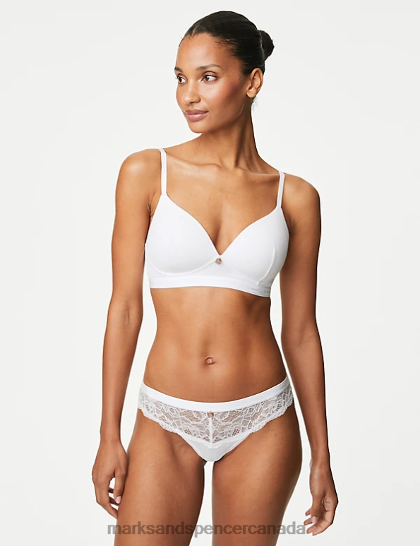 Marks and Spencer sale - Unisex White Clothing Marks & Spencer Lace Brazilian Lounge Knickers 20VTD4308